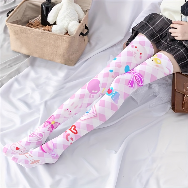 1 Pair Of Cute Cartoon High Leg High Knee Socks For Women, Fashionable High Stretch Socks And The Best Easter Gifts