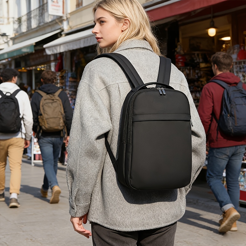 TEMU Durable Slim Black 14 Inch Laptop Backpack For , Multi-compartment Travel Daypack With Tablet Sleeve, Adjustable Straps & Breathable Honeycomb