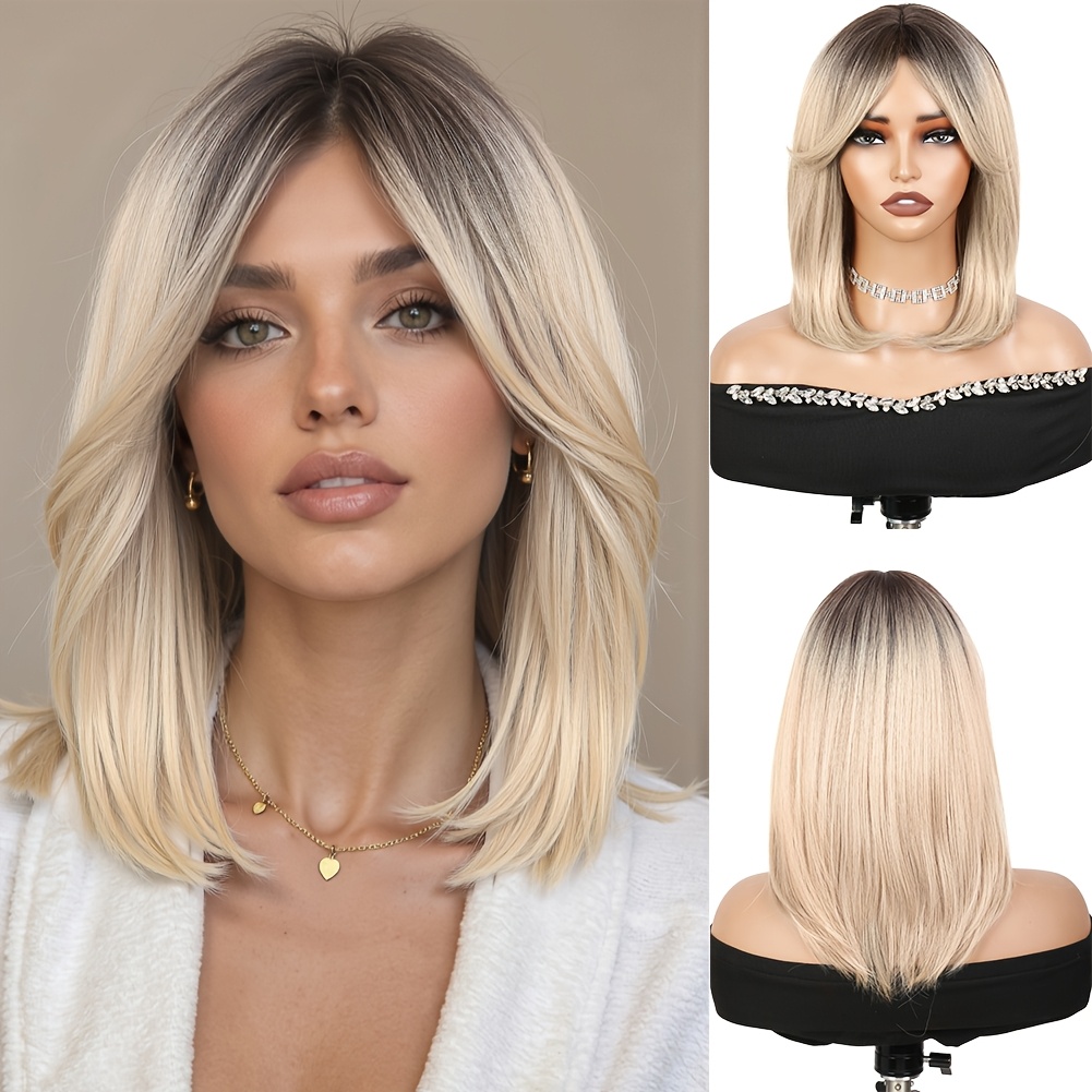 shoulder length blonde hair with bangs sold on Temu United  display picture 3