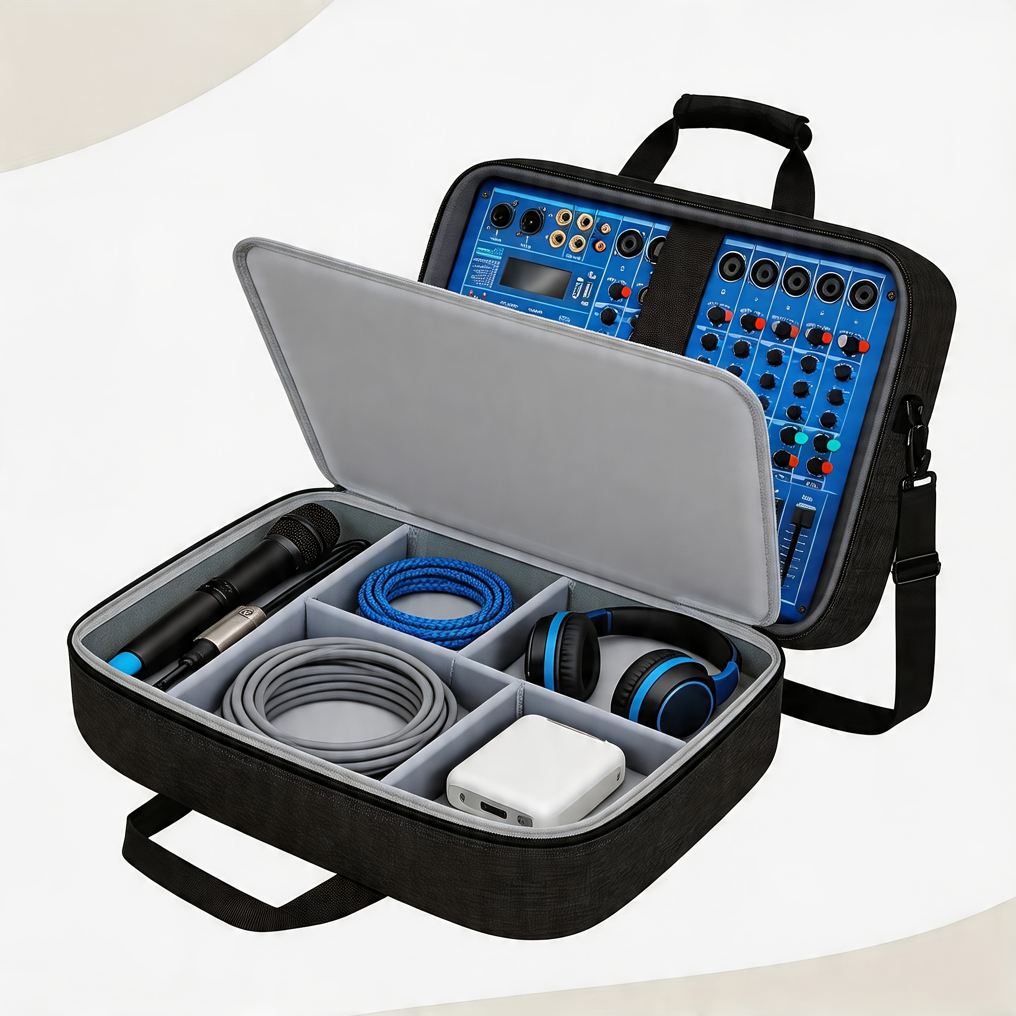 E-shop DJ--Tasche (Größe: 15,5" x 13" x 6"), DJ--Tasche mit 10-mm-Polsterung, weiche Aufnahmegeräte-Tasche mit großem Fassungsvermögen, passend für