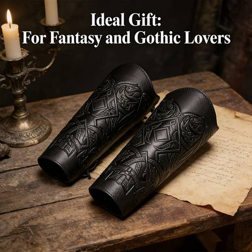1 2pcs arm guards medieval bracers vintage embossed bracers faux leather knight arm suitable for role playing stage props and halloween costume accessories other costume props