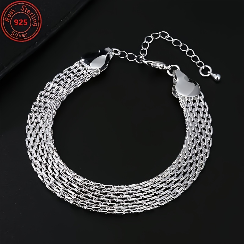 10mm Mesh Bracelet S925 Silver Elegant Accessory for Dates and Parties
