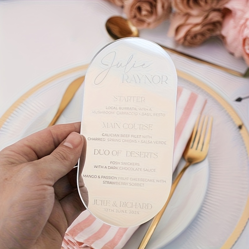 TEMU 5/10/15 Personalized Seat Cards, Acrylic Wedding Menu Cards And Seat Cards, Suitable For Wedding Banquet Table Decoration, Buffet Dinner