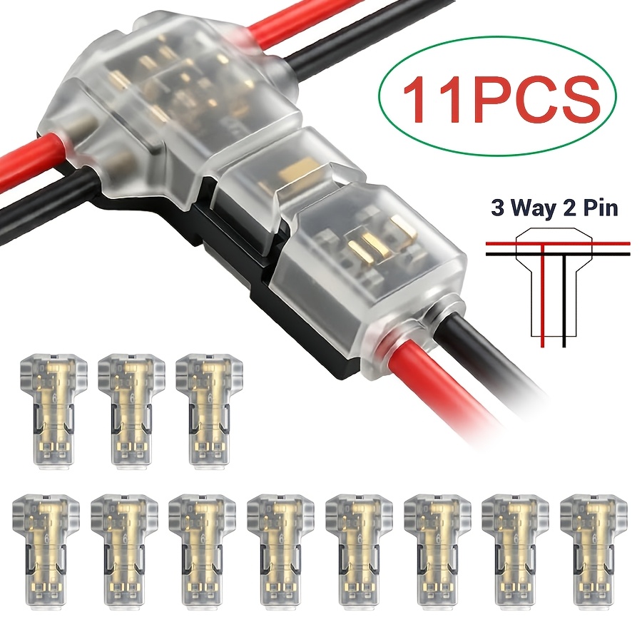 TEMU 11 connecteurs de fil à 2 broches T-Tap avec boucle de verrouillage, clips de rapide dénudage pour bande lumineuse LED et câble électrique 22-18