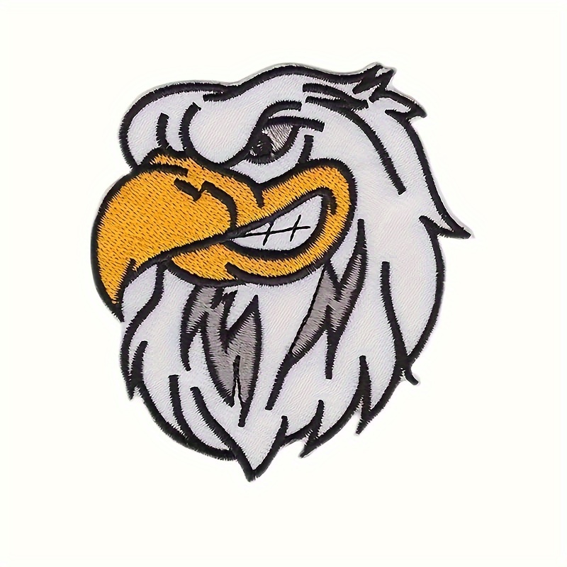 

2 Pcs White Eagle Head Embroidered Patches, Iron-on/sew-on Appliqués, Hot Melt Adhesive Backing, Diy Clothing And Accessory Decoration, For Jackets, Backpacks, Shoes, Caps