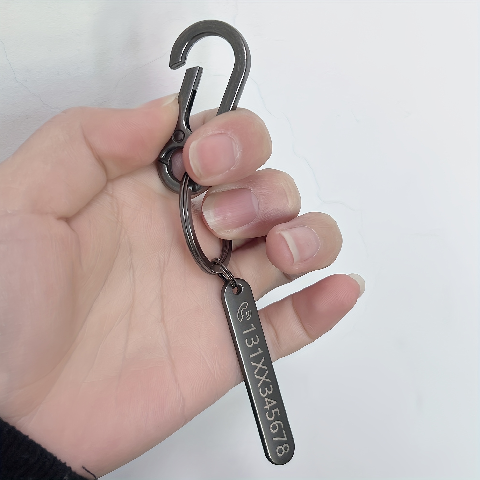 TEMU Personalized Stainless Steel Keychain With Custom Text And Phone Number Tag, Ideal For Dog Tags Or Backpack Additions, A Perfect Valentine's Day