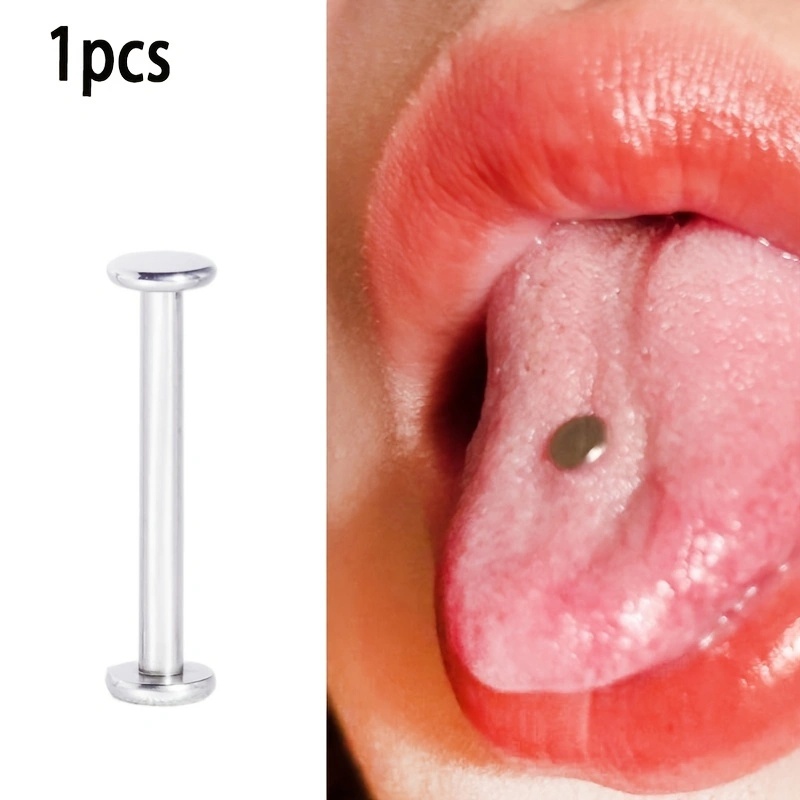 1pc stainless steel flat internal thread tongue ring