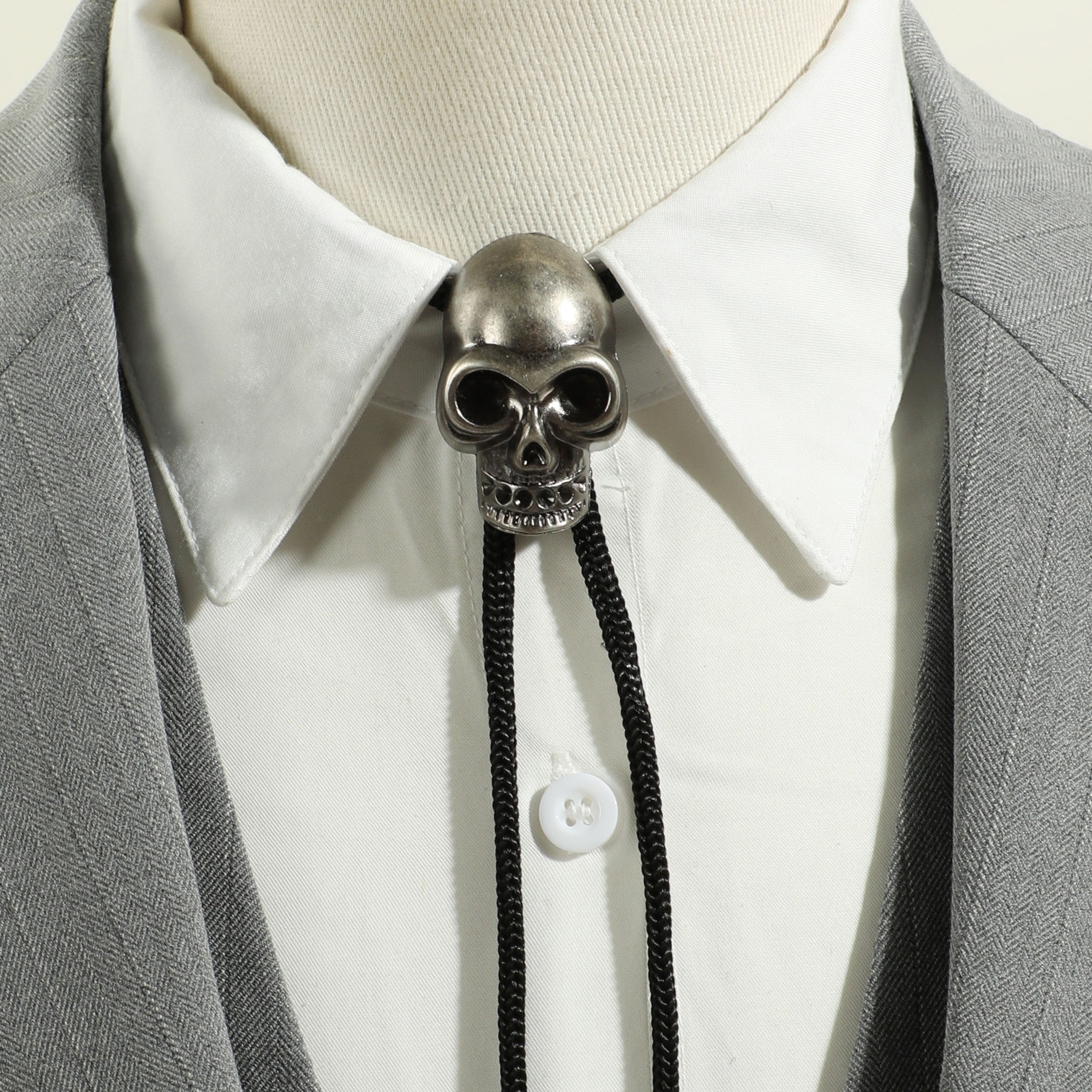 

Men's Punk Hip-hop Skull Bolo Tie - Casual Polyester For Fashionable Outfits