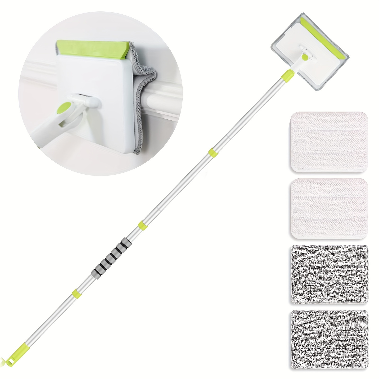 

Baseboard Cleaner Tool With Handle, Wall Cleaner With 54'' Extendable Long Handle, With 4 Reusable Cleaning Pads, Baseboard Duster For Cleaning Walls, Ceiling, Floor, Window