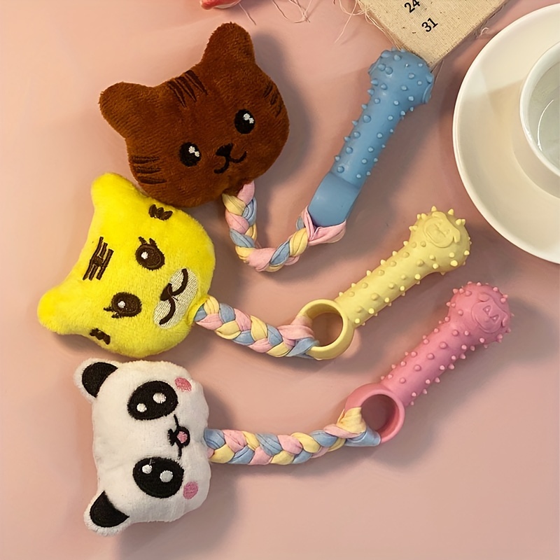 

Chewable Pet Dog Toy: Adorable Animal Shaped Rubber Toy For Interactive Training And Teething - No Battery Required