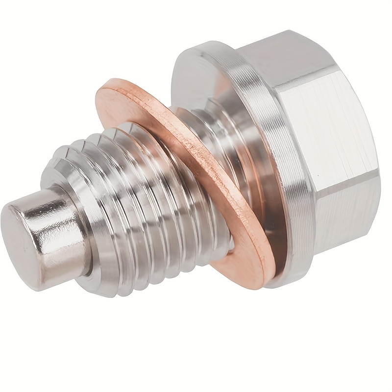 TEMU Drain Plug Stainless Steel With Red Copper Washer Gaskets Replacement For , For , For , For , For , For Ford, For Gm, For , For And More Models,