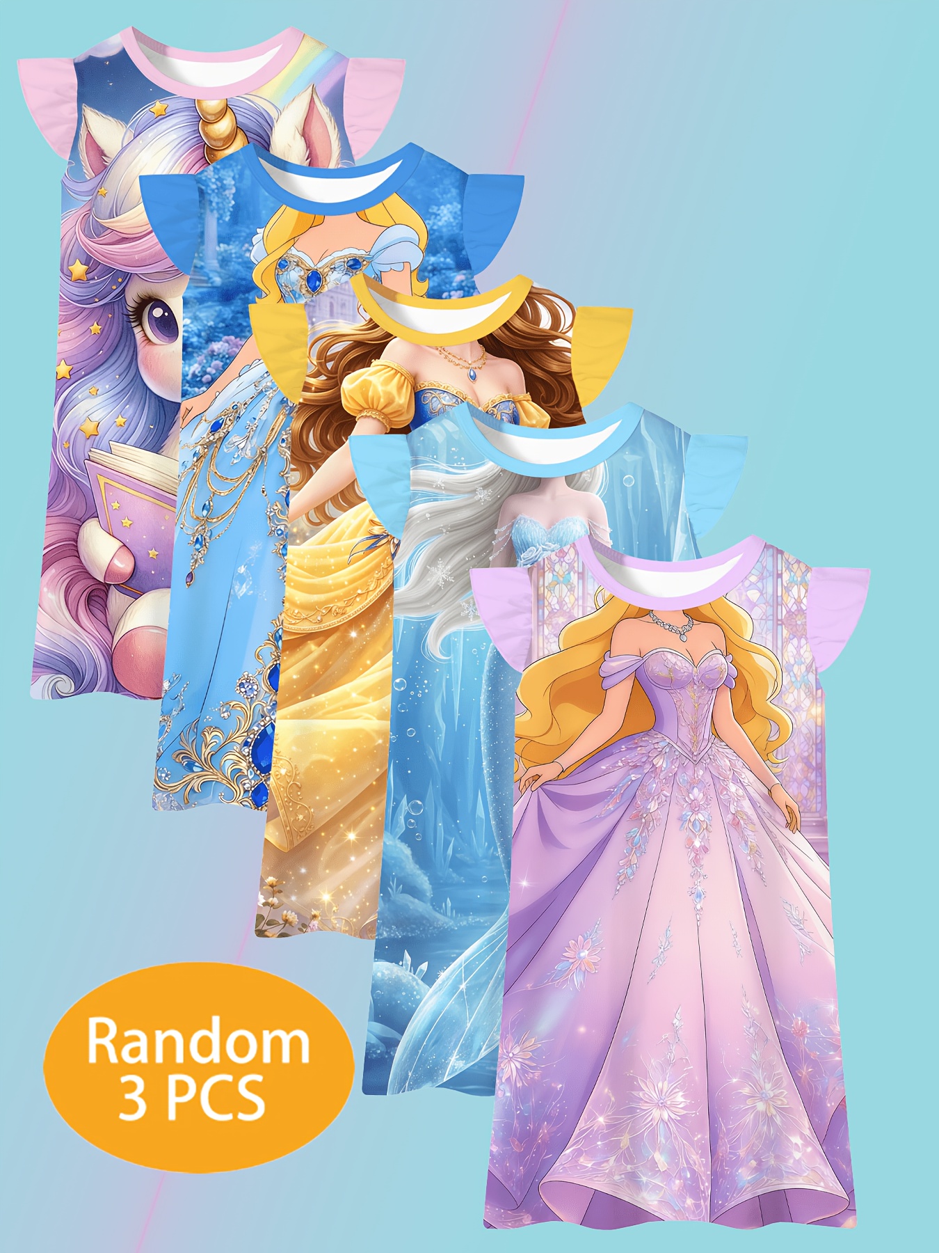 3pcs Random || Four-season Girls Sleeveless Nightgown Cartoon Fairy Tale  Princess * Mermaid Cute Unicorn The Nightgown Uses Full-printing  Technology, with Bright Colors, Fairy-tale * Style, And ...