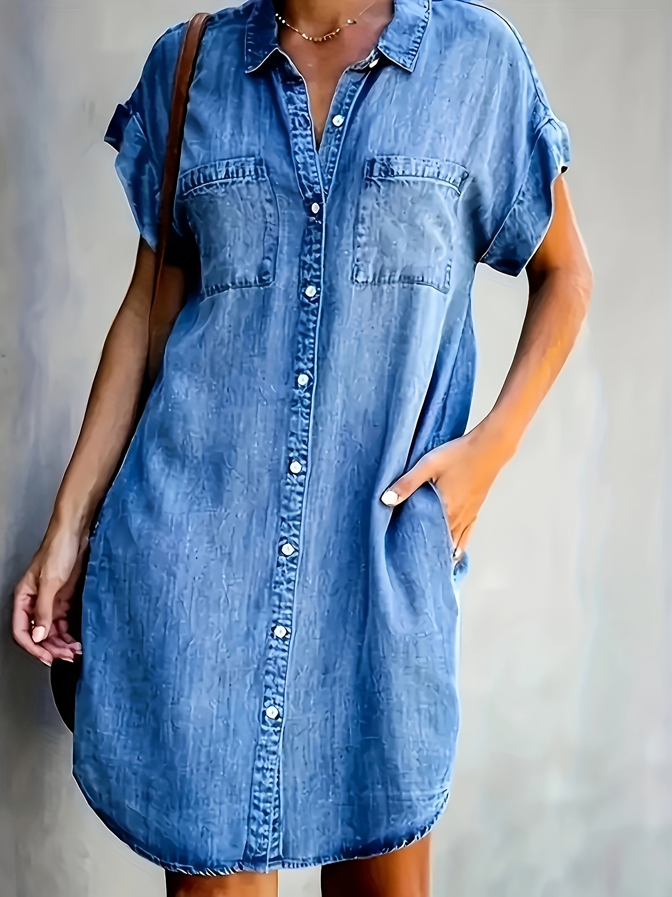 green emerald velvet dress Medium Wash Denim Mini Shirt Dress - All Dresses