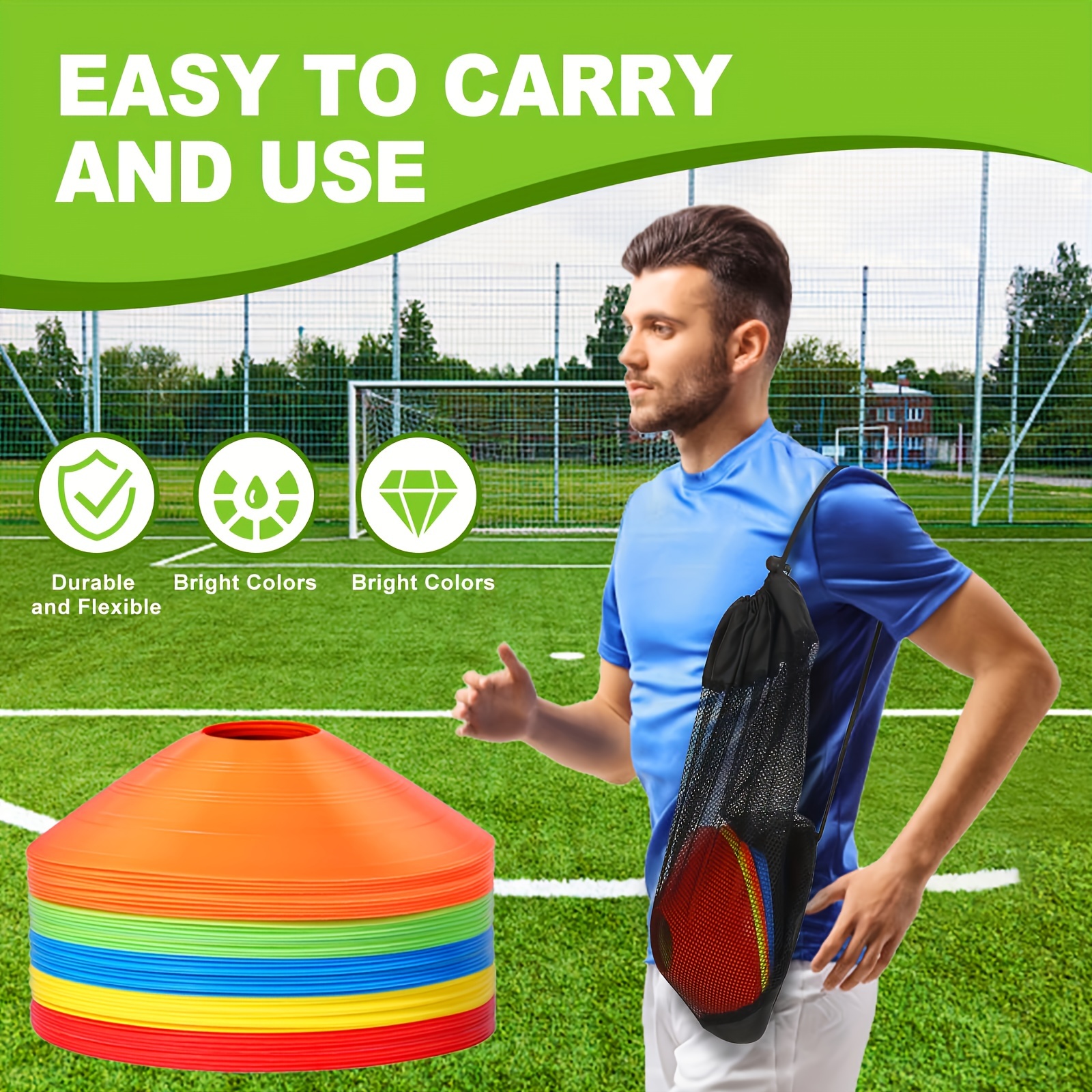 

25pcs Soccer Training Cones, Football Training Equipment, Agility Speed Training Agility Filed Markers For Sports Training