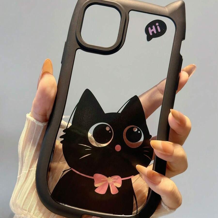 TEMU para Teléfono - 1pc Negra con Diseño de Adorable, Cubierta Anticaídas de Material Acrílico con , Adecuada para iPhone 16/11/13/ Plus/15 Pro/15
