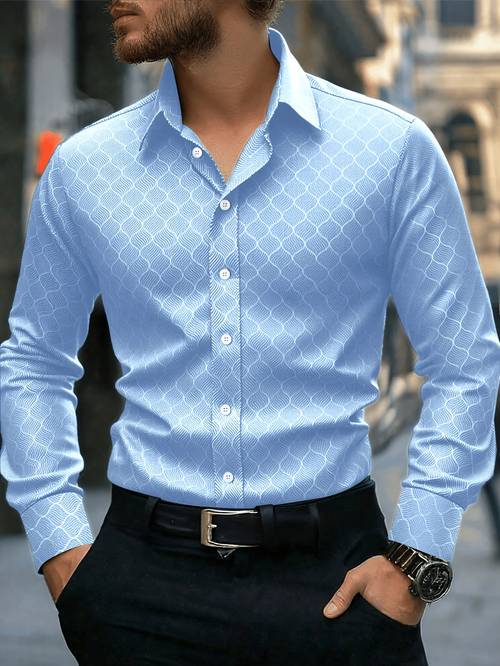 nueva camisa de larga con estampado digital, estilo y americano, moda casual para hombres