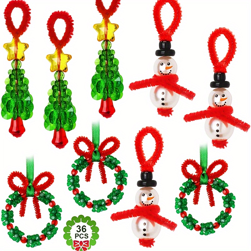 

36pcs Diy Christmas Ornament Kit - Snowman, & Wreath For Decorations