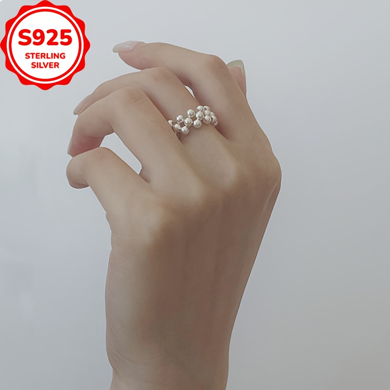 Minimalist Silver Bead Connection Ring for Women