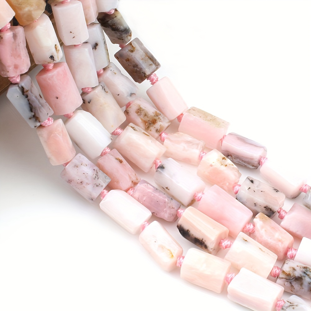 

15pcs Pink Opal Cylinder Beads 8x11mm - Natural Stone Spacer Beads For , Bracelets & Necklaces - Supplies For Women's Gifts