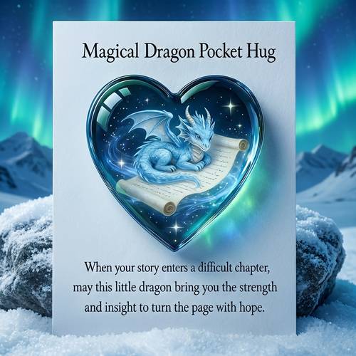 1pc heart shaped magical dragon pocket hug card inspirational positive greeting card encouraging comforting gift emotional token and home decor