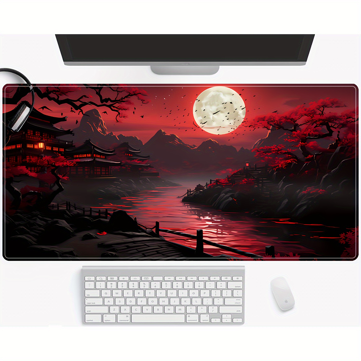 

Large Gaming Mouse Pad With Design - Desk Mat With , Non-slip Waterproof Rubber Base Mouse Pad