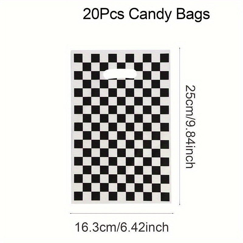 20/50pcs Black And White Checkered Bags Race Car Theme Party Favors Race Car Themed Candy Bags Race Cars Goodie Bags Race Car Theme Party Decorations For Race Birthday Party