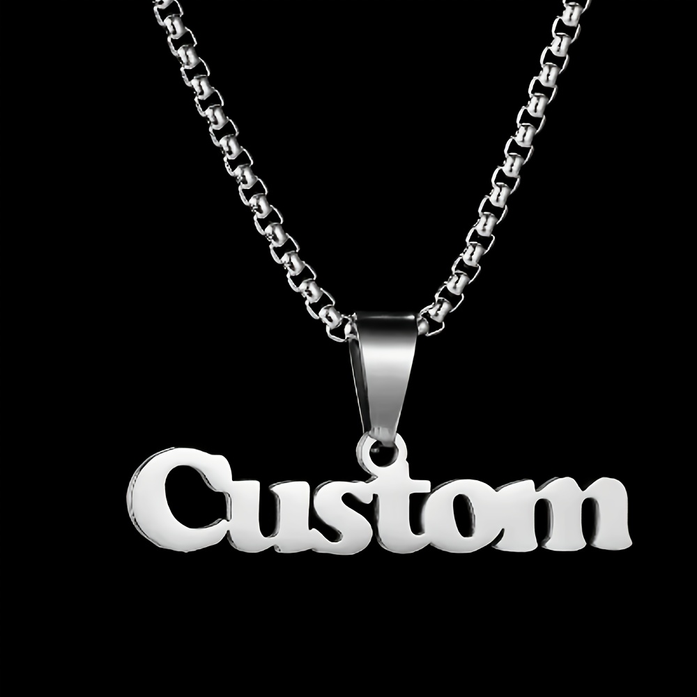 TEMU Personalized Name Necklace, Made Of Golden 304 Stainless Steel, Custom Pendant Jewelry, Perfect Gifts For Men And Women, Ideal For Everyday Use