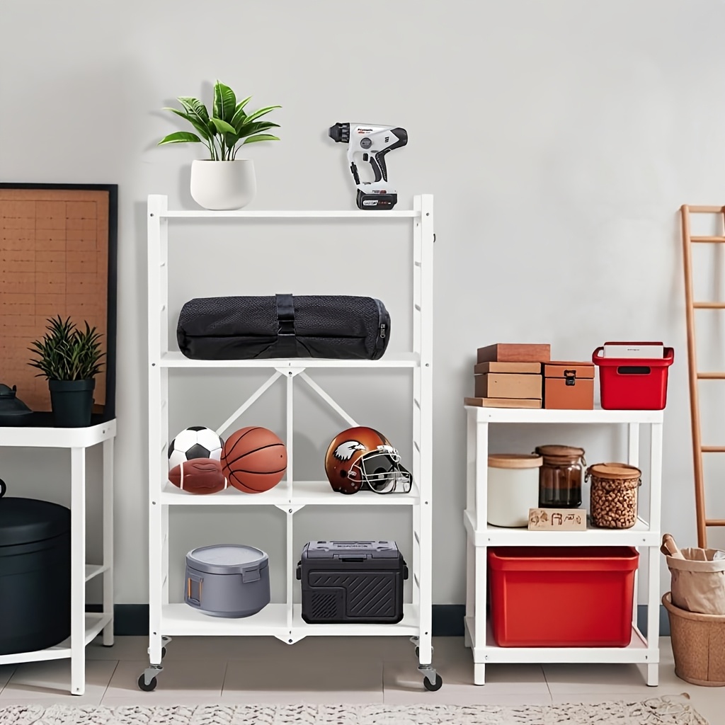 1pc, All- With Built-in Folding Shelf, 4 Load-bearing Stability, Removable, Convenient For Storage, Suitable For Bathroom Or Kitchen, Practical Storage Rack, Practical Shelf, Shelves