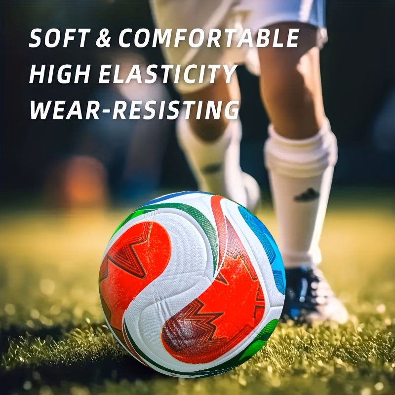 1 x 2026 new high end size 5 soccer ball premium pu leather seamless heat bonding high anti slip and wear resistant suitable for indoor and outdoor use professional soccer ball for training and matches Product details 5