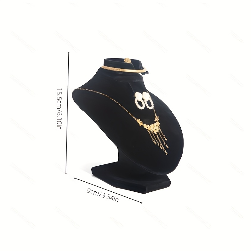 Image of Black Velvet Mannequin Necklace Earring Bracelet Stand Jewelry Display Stand Portrait Neck Stand Jewelry Display Stand, Jewelry Towers