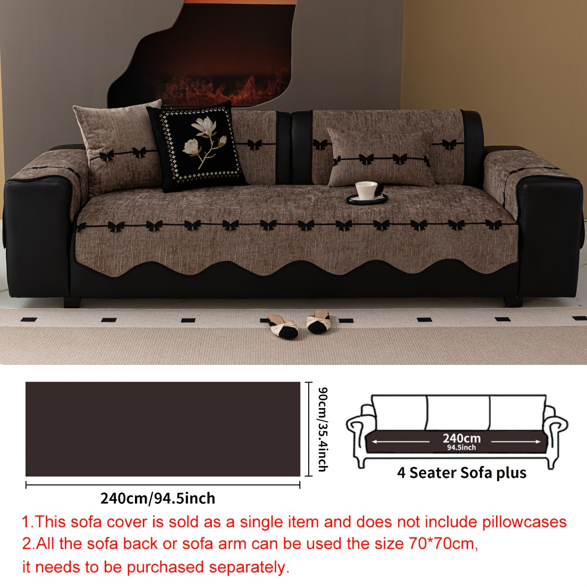 TEMU 1 pièce Housse de canapé vintage de irrégulière, tissu et confortable, coussin de canapé universel toutes , antidérapant et à l', adapté aux