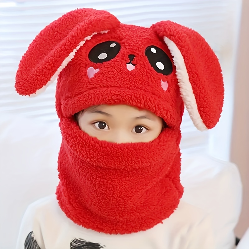 Cagoule 3 En 1 Enfant Avec Pompons - Bonnet + Cache-cou + Cache-oreilles - Taille 52 Cm (2-5 Ans)