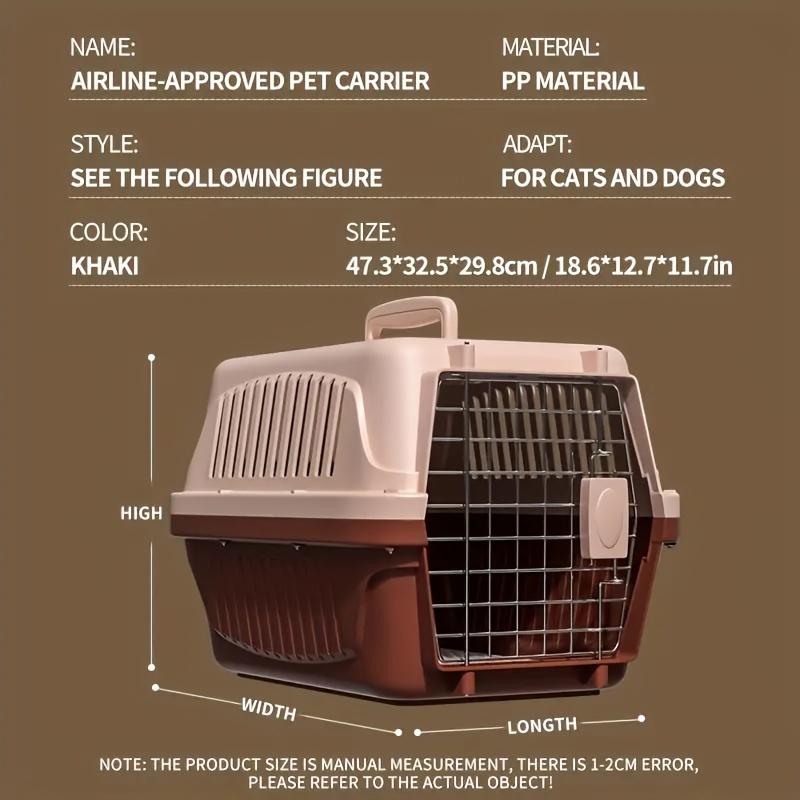 Hard Sided Pet Carrier for Cats and Dogs Airline Approved ABS Travel Crate with Comfort Padding and Snap Closure Mechanism