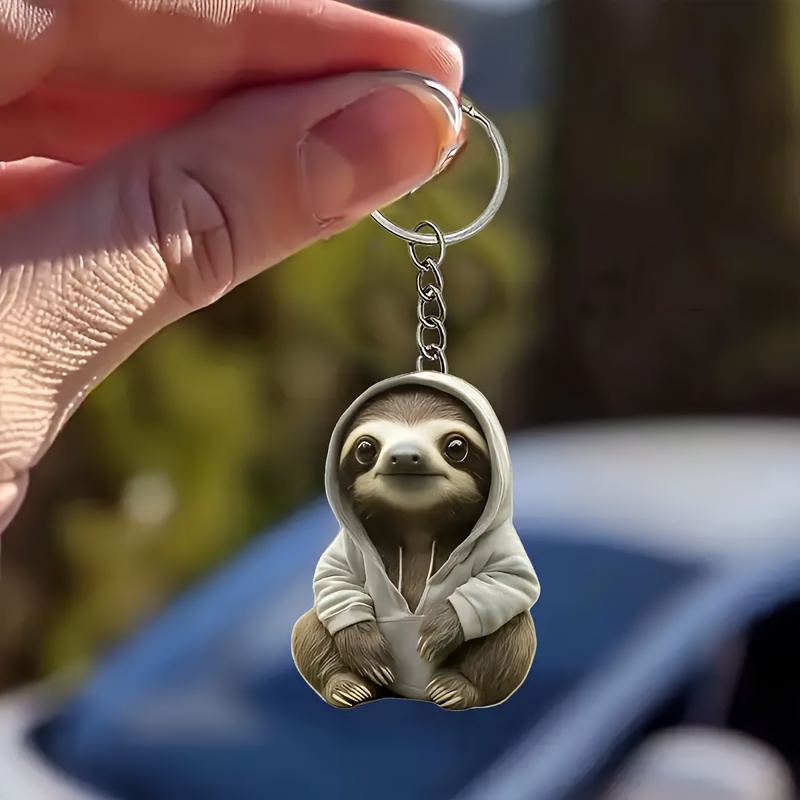 

Cute Cartoon Sloth Acrylic Keychain With Ring Clasp - Perfect Gift For Sloth Lovers, Ideal For Home Decor And Christmas Ornaments