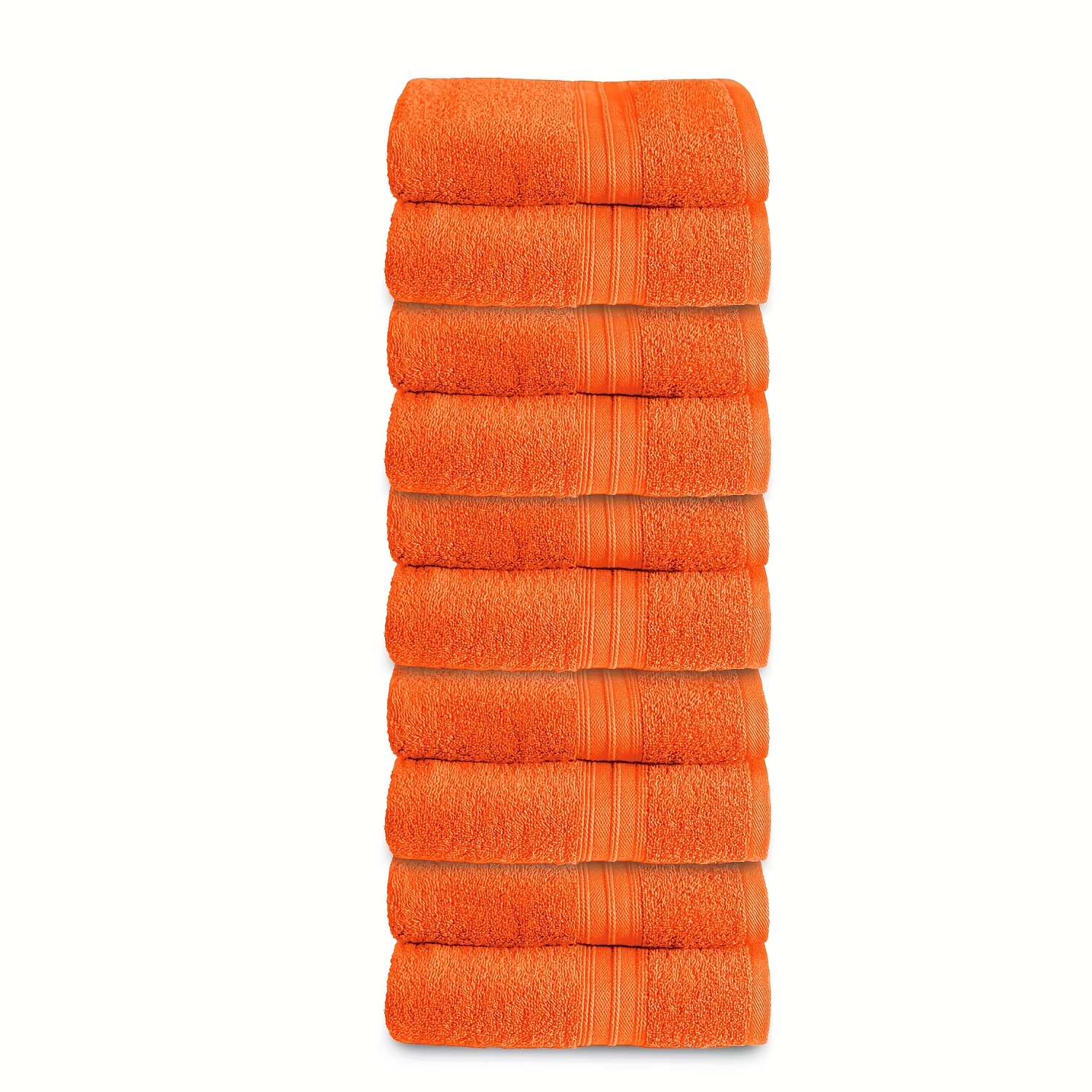 TEMU Set Of 10 Hand Towels In 50 X 100cm 550gsm, Fluffy Cotton Towels, Quick Drying, Absorbent And Lightweight Towel Set, With Modern Striped Border,