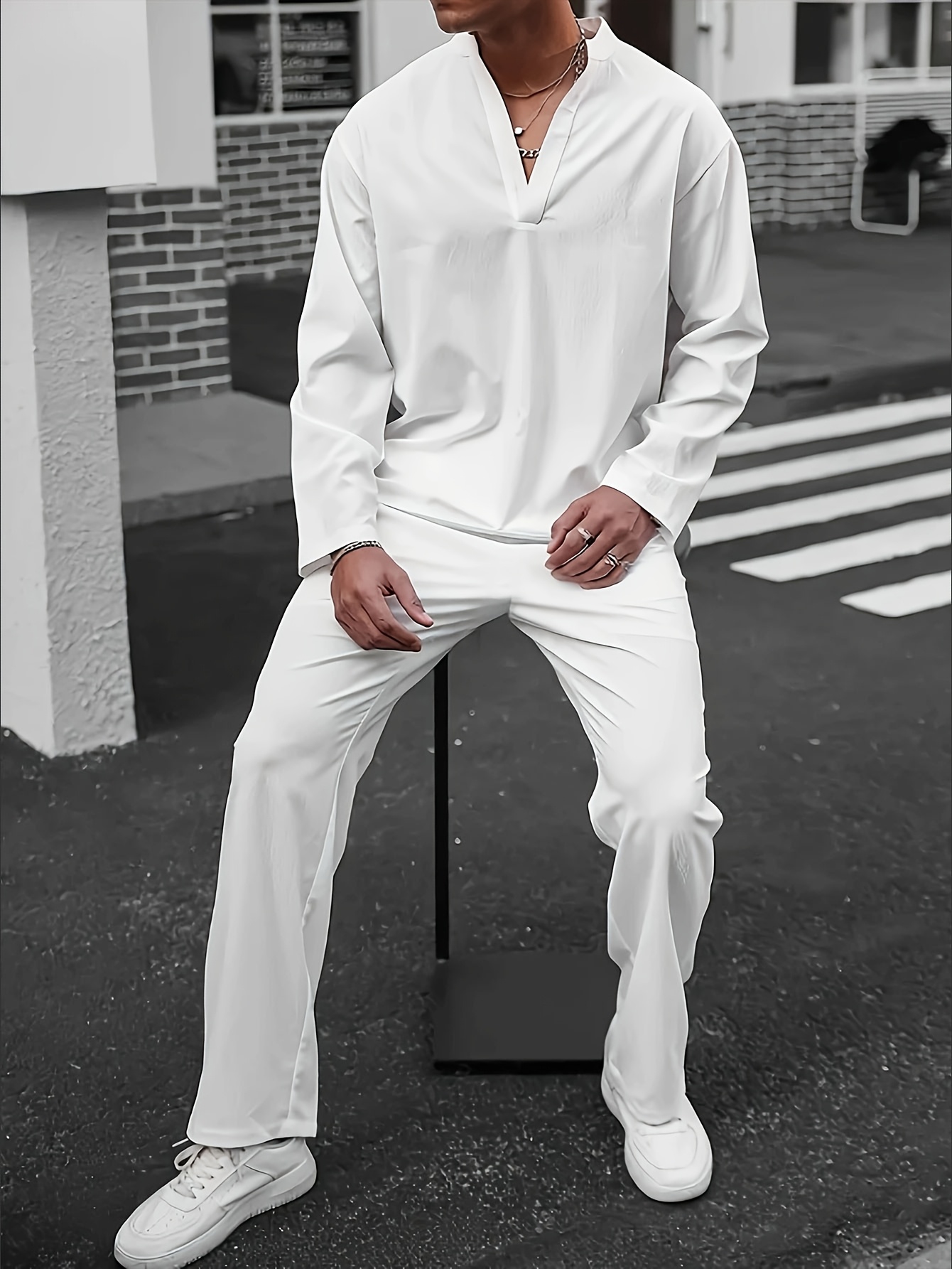 conjunto camisa pantalones larga color hombre Temu Uruguay