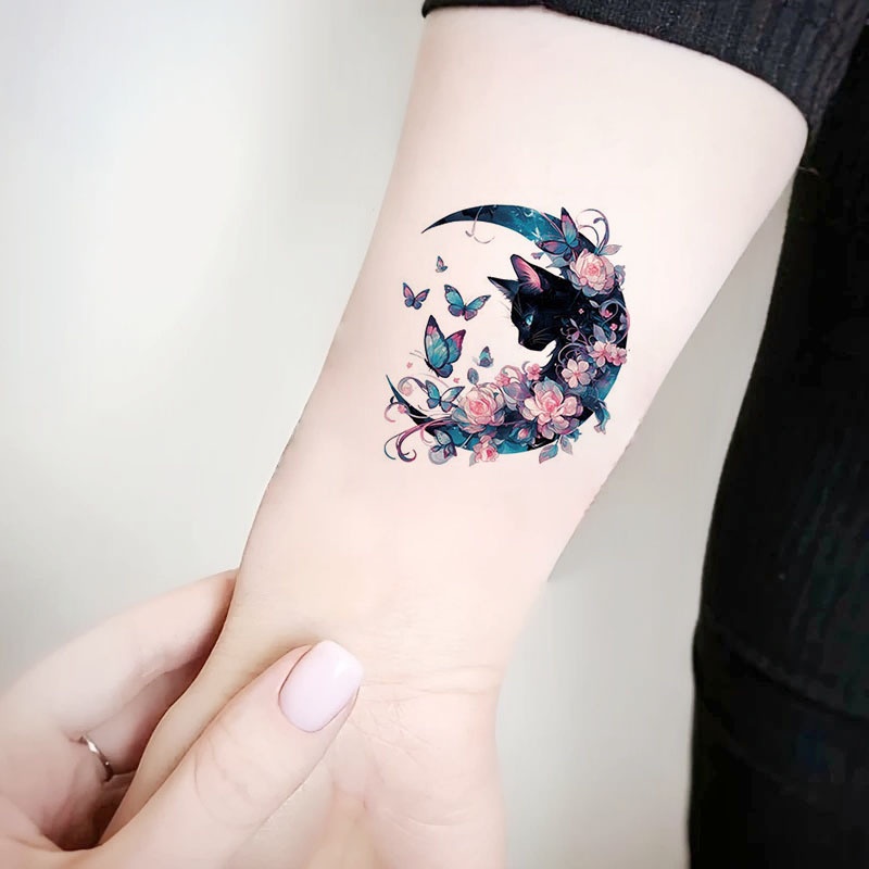 10pcs   mysterious moon cat   temporary tattoos suitable for men women waterproof lasting 3   body   markers for parties festivals themed events tattoo gift for