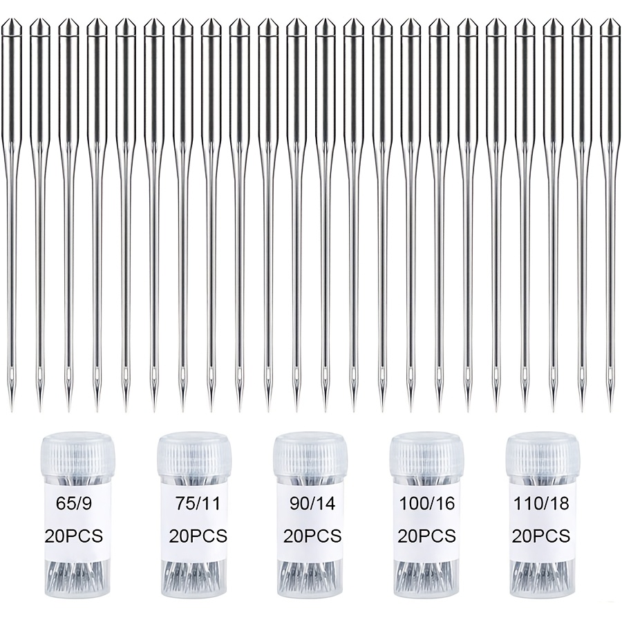 100pcs Multi- Machine Needle Sewing Machine Accessories Sewing Anti-jump Machine Needle Multi-model Hax1 65/9, 75/11, 90/14, 100/16, 110/18