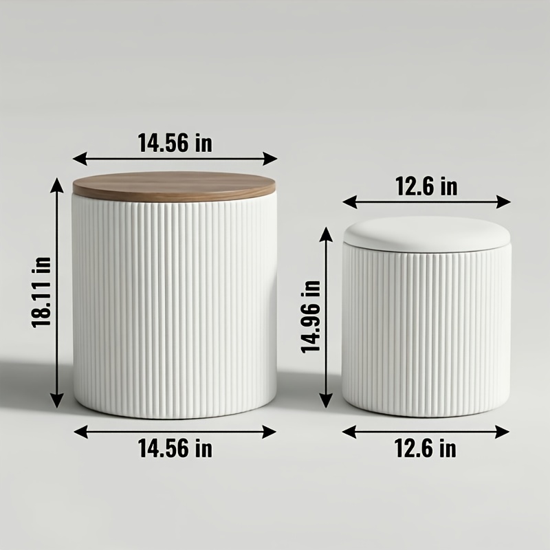 Set Of 2 Round Storage Ottomans with Lids