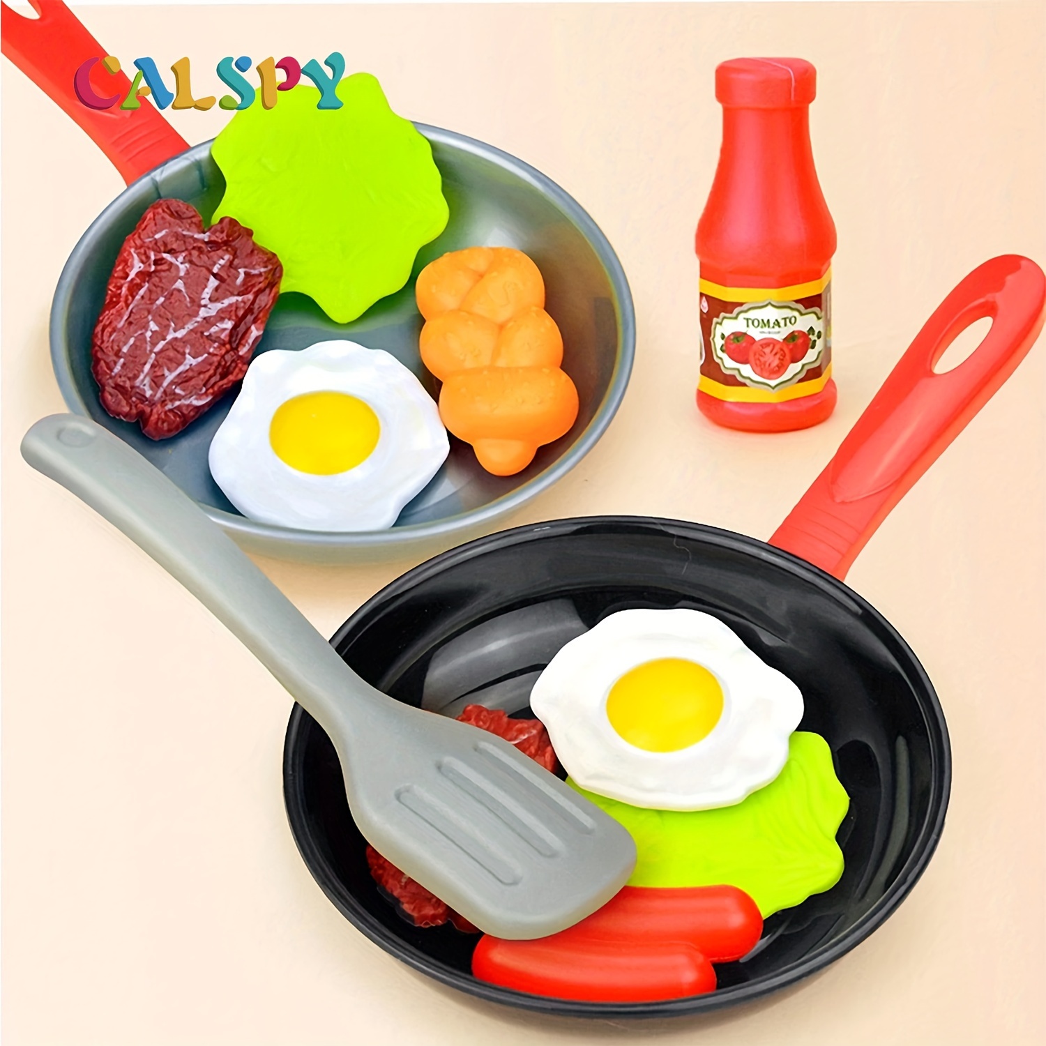 

Calspy 8pcs Kitchen Food Toys Simulation Kitchenware Play Set, Pretend Play Pot Steak Vegetable Bread, Hot Dog Omelette Children Boy Girl Toy Halloween Christmas Gift Eid Mubarak