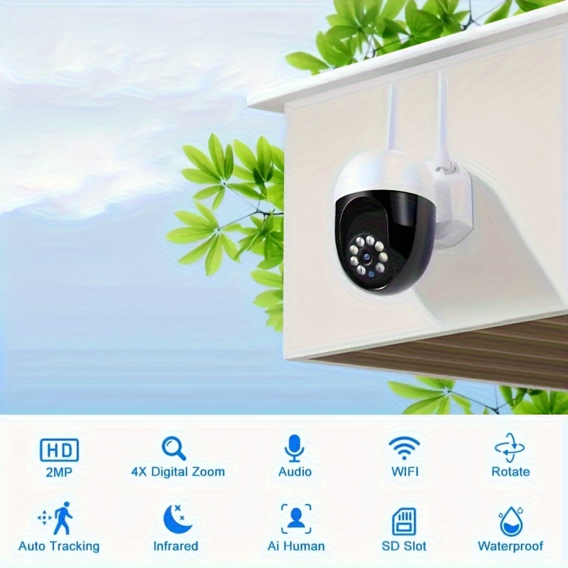 Wireless 5G WiFi Outdoor Security Camera with Night Vision, Color Monitoring, Smart Tracking - USB Powered, Waterproof Home Surveillance System details 1