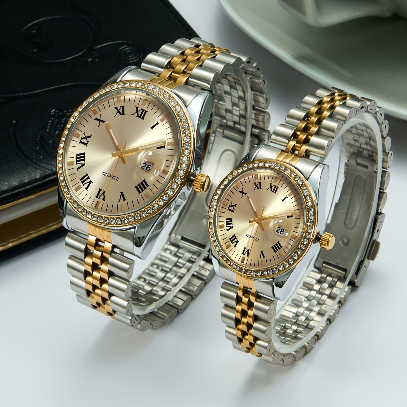 Parejas reloj de oro de acero inoxidable reloj de cuarzo para hombre  señoras moda deporte hombre reloj de las mujeres relojes regalos