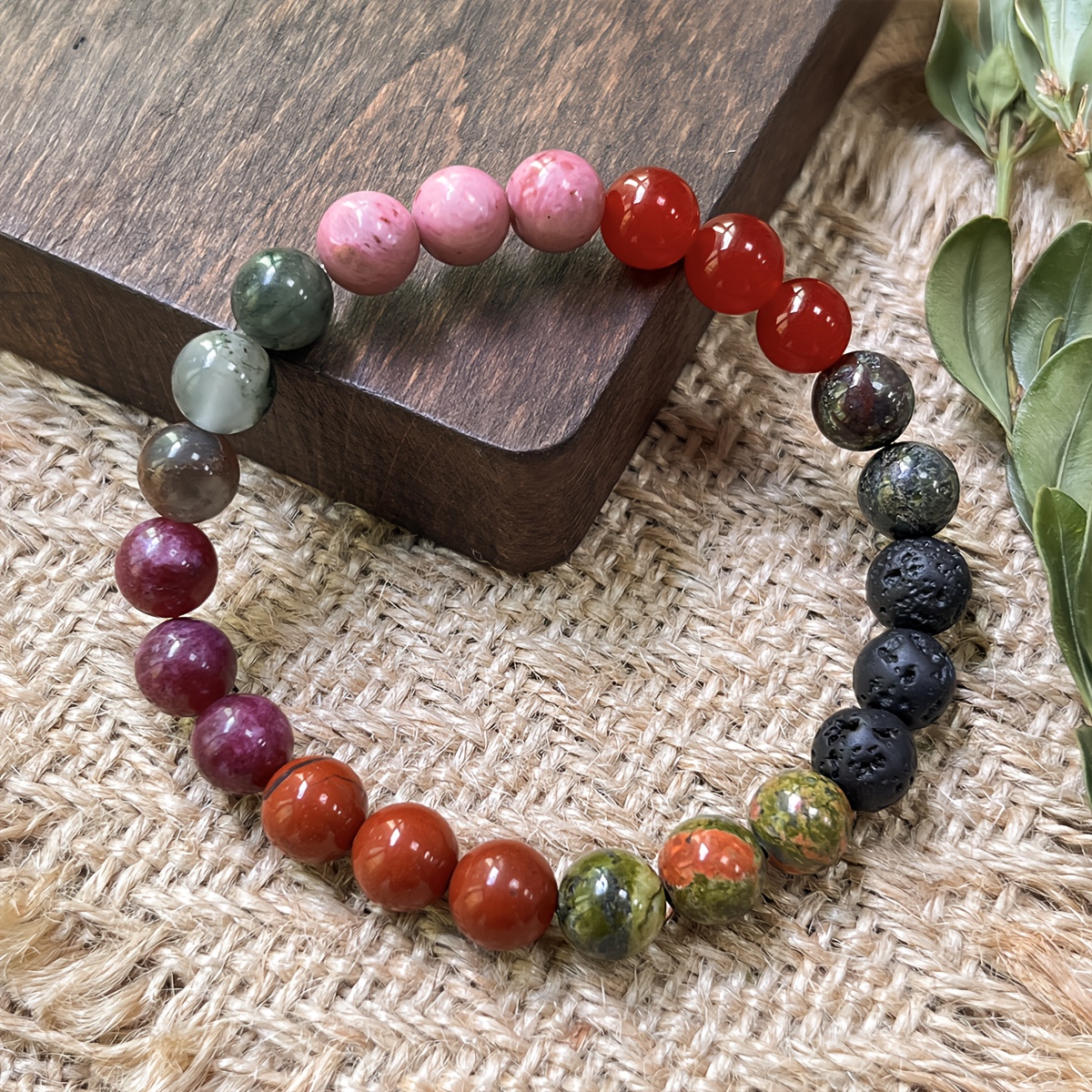 Courage and Passion Beads Bracelet, Handmade Natural Stones