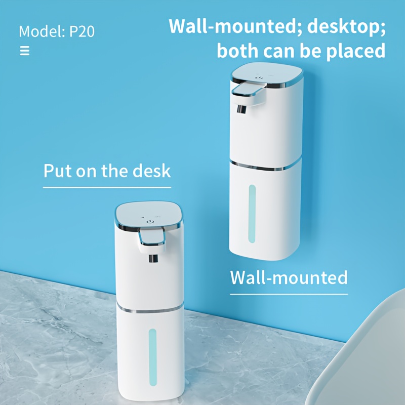 400ml Rechargeable Automatic Soap Dispenser, Wall-mounted, No-contact Hand Wash, With Usb Charging, For Bathroom, Kitchen, Hotel, Hospital, And Mall, With Nail-free Wall Mount Sticker