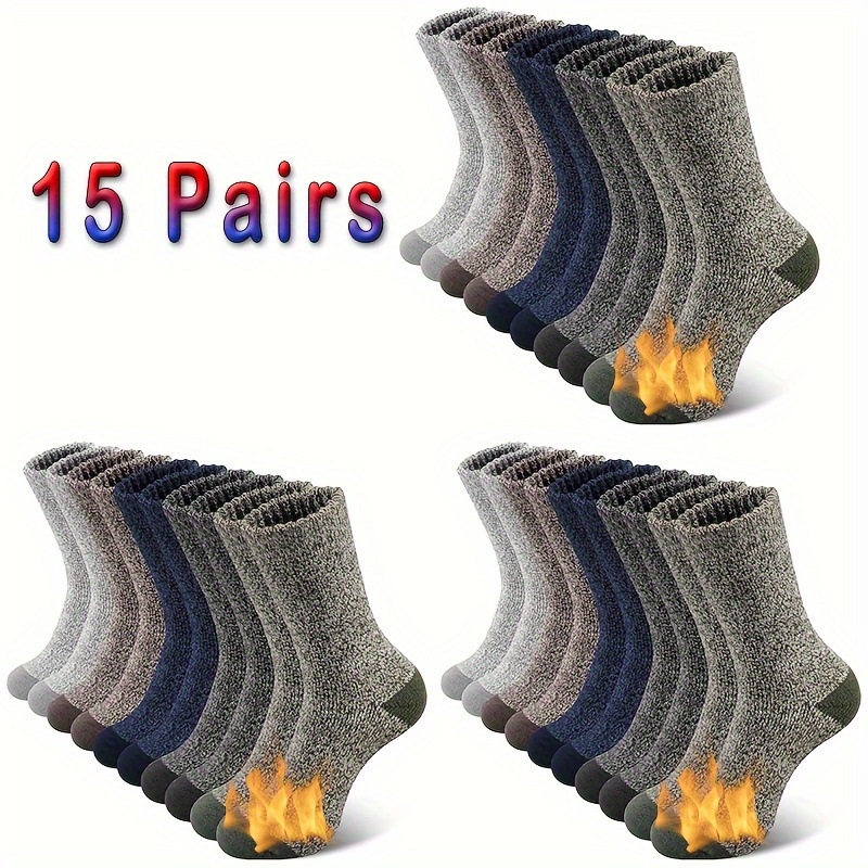 

15 Pairs Merino Wool Socks Mens, Super Mens Hiking Socks Thermal Wool Socks For Cold Weather (7-13)