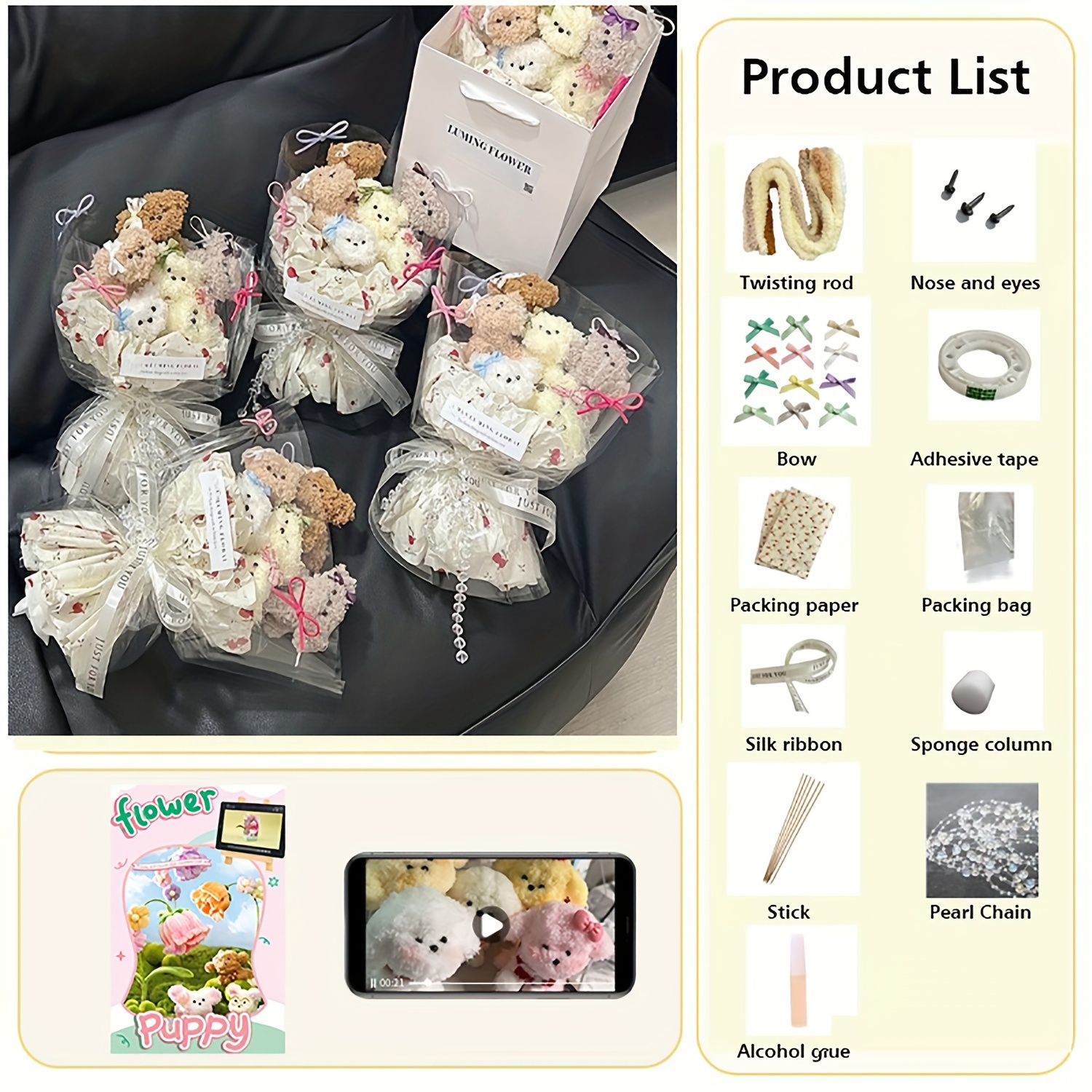 

Diy Bouquet Kit 6 Twisting - , Includes , , Adhesive , & - For Parent Projects