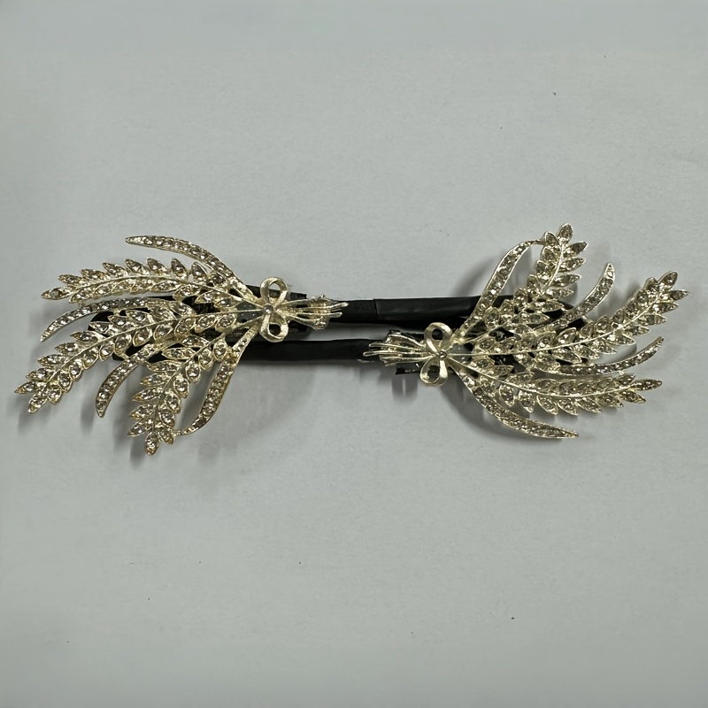 1pc Elegant Rhinestone Wheat Hair Bun Clip, -adult Twist Hair Accessory, Sparkling , Non-woven Fabric, Normal Hair Type, Unscented Hair Styling Tool, Hair Accessories
