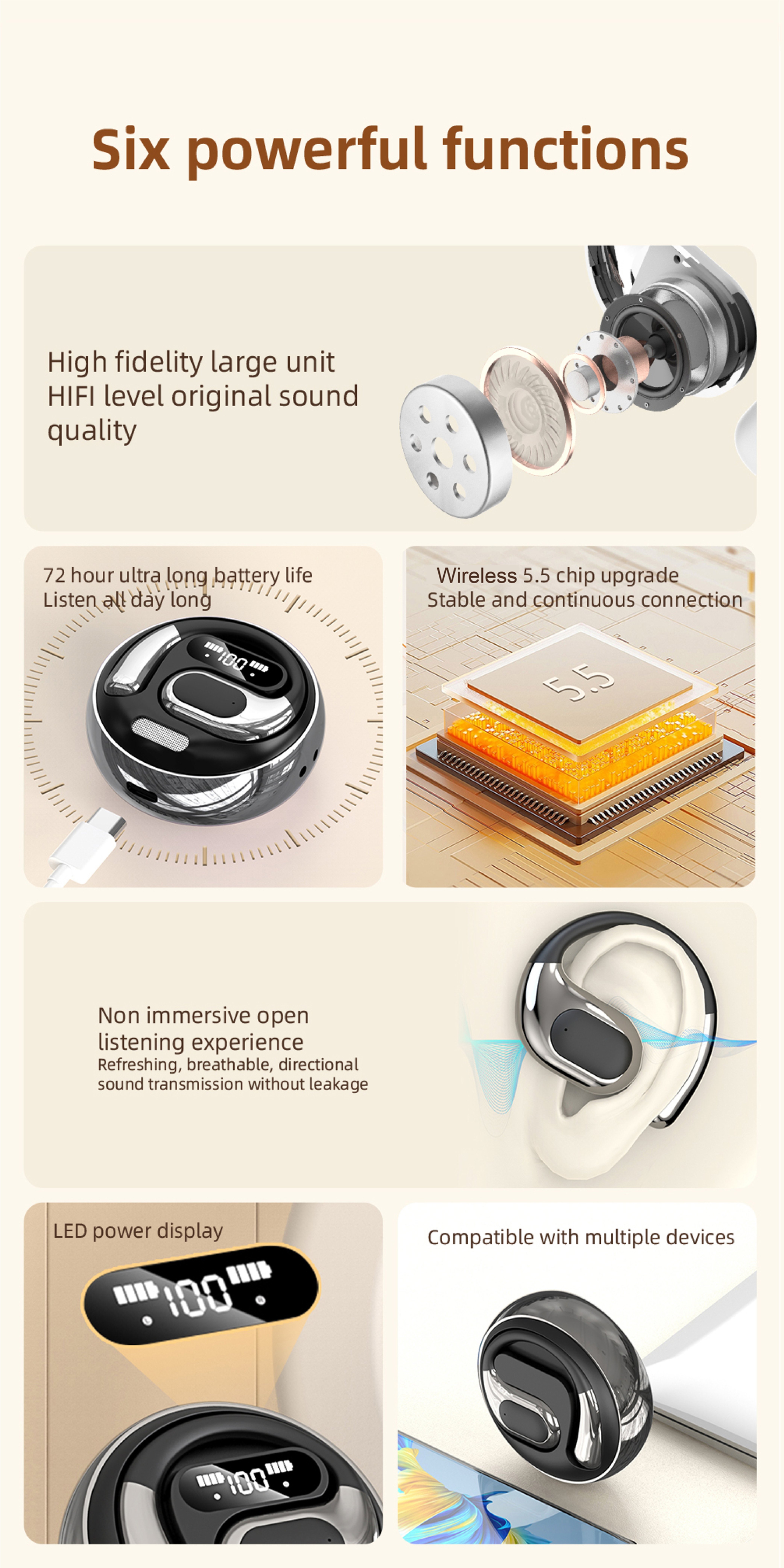 AI Real-time Translation Wireless Headphones, OWS Language Translation Earbuds, 144 Languages, 3-in-1 Translation Earbuds with iOS and Android Systems, suitable for learning, business and travel Core Technology & Function 19 AI Real-time Translation Wireless Headphones, OWS Language Translation Earbuds, 144 Languages, 3-in-1 Translation Earbuds with iOS and Android Systems, suitable for learning, business and travel