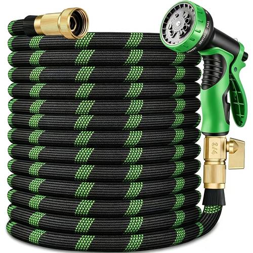 100ft/75ft/50ft/25ft Garden Hose With 10-Function High-Pressure Spray Nozzle, Lightweight, Non-Expandable Water Hose For Yard, Lawn, Car Wash & Outdoor Use, Water Hose