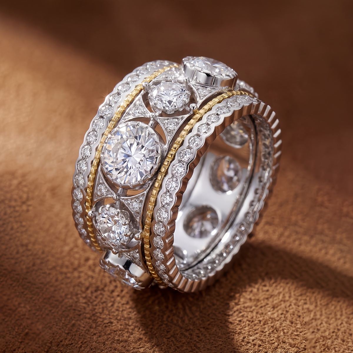Women's Luxurious Two-Tone Palace-Style Ring for Weddings